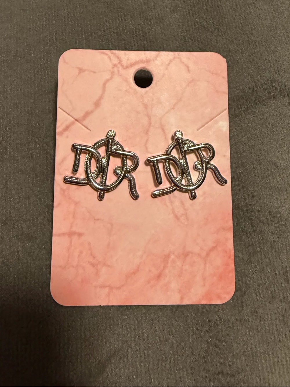 DIOR Script Logo Stud Earrings - Picture 2 of 9